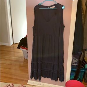 LOFT Plus Spotted Tiered Pocket Midi Dress